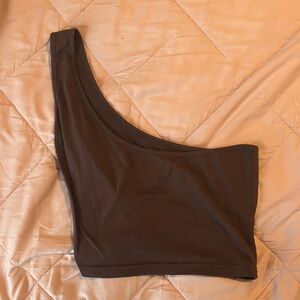 SHEIN Brown One-Shoulder Crop Top